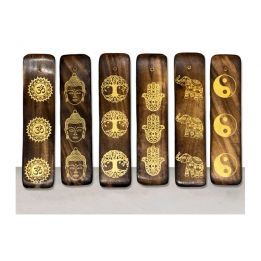 Incensario Madera TABLA acabado Quemado Oro-6 Diseños